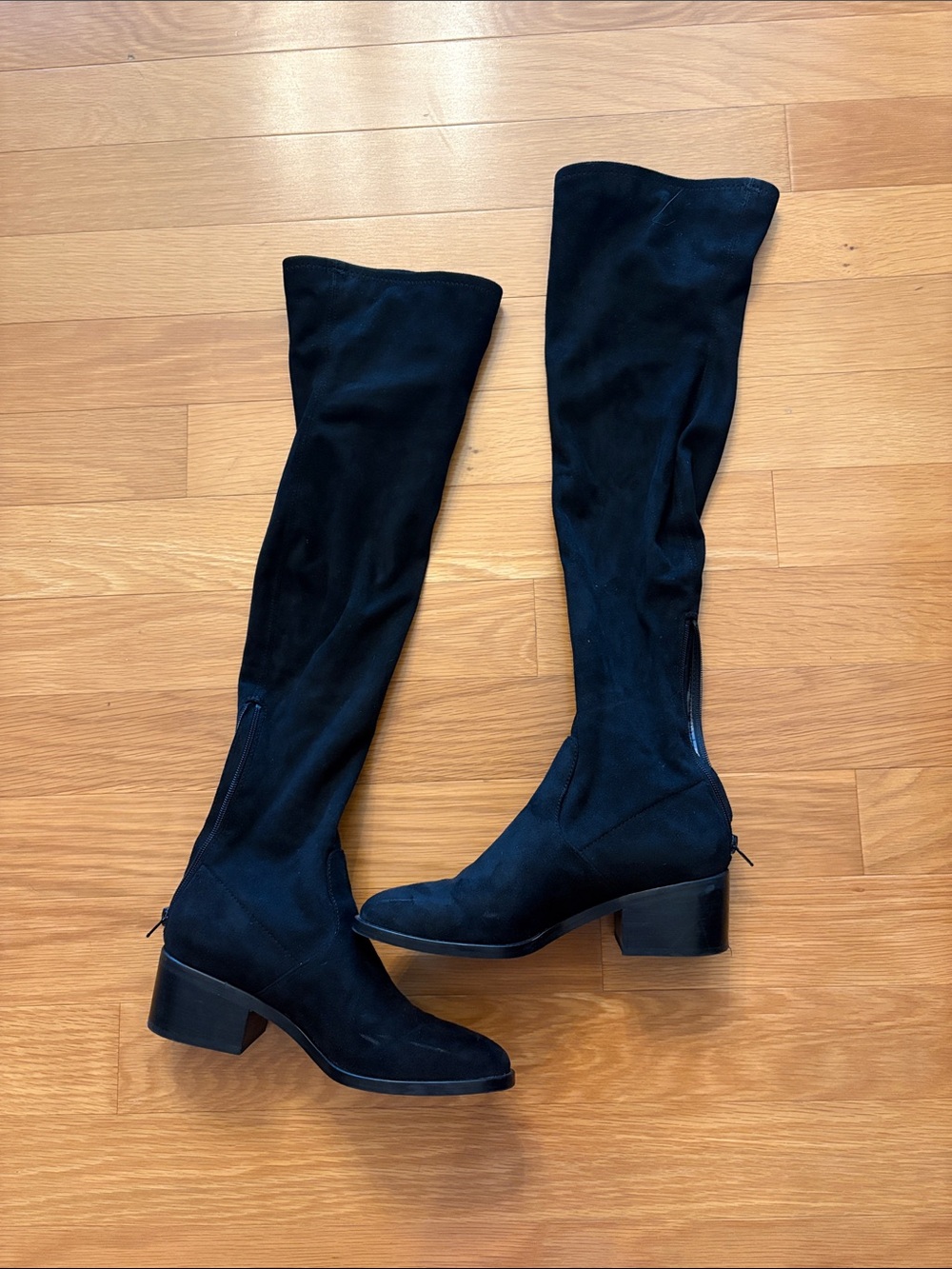 Steve Madden Black Over-the-Knee Suede Boots with Block Heel